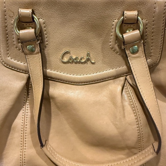 Coach Madison Gathered Leather Satchel | Tan | Gold Hardware | Shoulder Bag - Picture 4 of 13